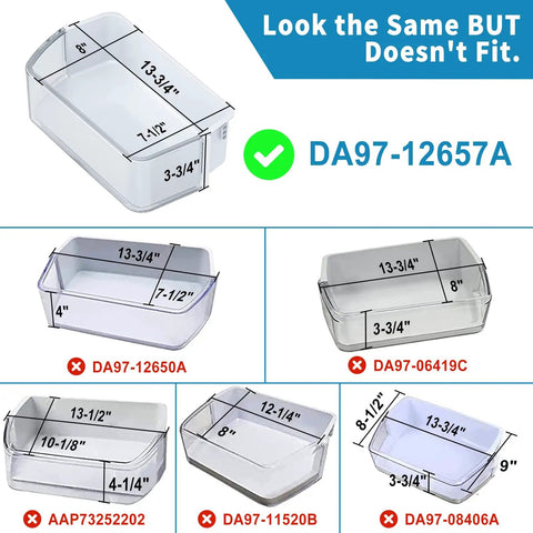 Left Side Refrigerator Door Shelf Replacement For Models RF262BEAESR RF261BEAESR RF260BEAESG RF260BEAESR dimensions comparison