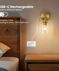Battery Operated Wall Sconce Set Of Two With Remote Dimmable Wireless Cordless Gold Wall Lights 3000K Warm White Modern Lamps