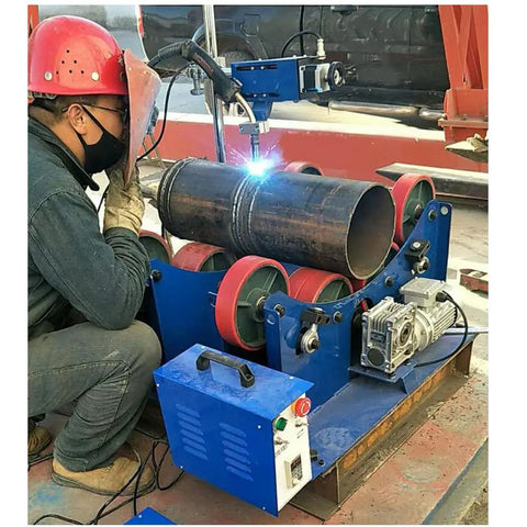 Beefed Up Workhorse Wheel Welding Tank Turning Rolls With Linkage Roller And Welding Positioner For Welding Equipment Support 3000 Kg Load Capacity 70 To 1200 Mm Diameter Range 370W Motor Adjustable Speed 150 To 1000 Mm Min. Welding pipe on turning rolls