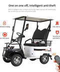 2 Person Electric Golf Cart Adult Work Vehicle With Storage Box 800W 60V Motor For Hunting Beach Farm Hotel 12Mph Max Speed showing anti-theft features.