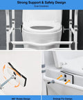 Toilet Safety Rails With Adjustable Handles And Grab Bars For Elderly And Handicap, 300 Lbs Capacity, dual crossbars