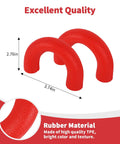 Tow Hook D Ring Covers For Ford Bronco And Bronco Raptor, highlighted measurements and rubber material info, red textured sleeves