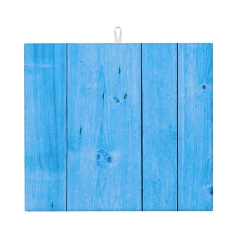 Ultra Absorbent Wood Grain Dish Drying Mat For Kitchen Counter With Microfiber Surface, Machine Washable, 16 By 18 Inches, blue pattern