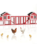 Extra Large Outdoor Chicken Coop With Run And Wheels For Six To Ten Chickens, includes red mobile hen house with nesting boxes