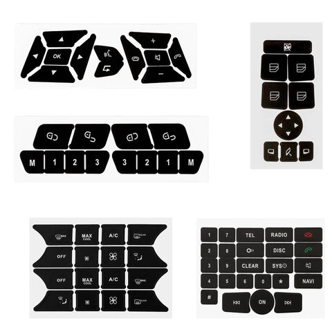 Mercedes Benz Dash Button Repair Kit With Stickers And Decals to restore faded interior buttons for car control panel.