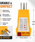 Outlet Tester For North American AC Outlets Fast Wiring Diagnosis Detects Open Ground Reverse Polarity Open Hot Open Neutral Hot Ground Reversed And GFCI Functionality Test, 3.34 in yellow plastic