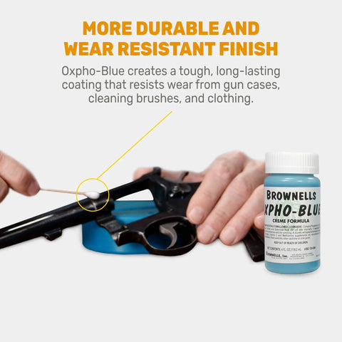 Oxpho-Blue Creme Gun Blue Cold Bluing Solution For Gunsmithing Maintenance And Cleaning Easy Application Pro Grade Durable Finish With Non Evaporating Cream Formula That Will Not Run Off Ideal For Pistols Rifles And Shotguns 4 Oz on handgun frame