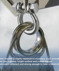 Pro Grade 316 Marine Stainless Steel D Ring Shackles Heavy Duty Anchor And Towing Rigging Gear Built Like A Tank For Boats And Yachts Including Secure Cotter Pins, detailed close-up of shackle.