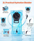 Hydration Backpack With 2L Water Bladder, 25L Large Capacity Daypack For Hiking, Cycling, Running And Outdoor Adventures, Leakproof TPU Reservoir illustrating bladder features and valves
