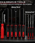15 Piece Pick And Hook Tool Set For Auto Repair With Magnetic Pickup, featuring various sized tools with red and black handles
