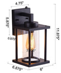 2 Pack Black Exterior Wall Light Fixtures With Dusk To Dawn Sensor, E26 Base Socket, Clear Glass, Waterproof Outdoor Lanterns