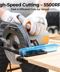 Pro Grade 7 1/4 Inch Circular Saw With A Powerhouse Motor That Slices Through Hardwood Lightweight Portable Design Working Like A Charm For Stress Free Heavy Duty Woodworking On Every Site during use on wood