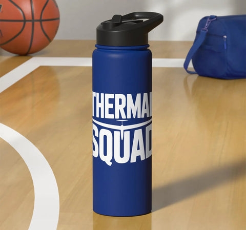 Insulated Stainless Steel Water Bottle For Sailplane Pilots And Glider Fans on basketball court, perfect for club days