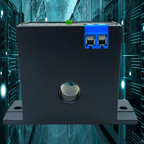No Fuss AC Current Sensing Relay With 0 To 30 Amp Range Featuring Normally Closed Contacts and Lightning Fast Solid State Triggering for Heavy Duty Power Monitoring and Straightforward Install Jobs, front view with mounting holes.