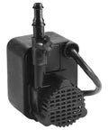 Tiny But Mighty Submersible Fountain Pump 115V 0.008 HP Epoxy Encapsulated, 186 GPH, Hooded Volute With Flow Control Valve, 6ft Cord, Black.