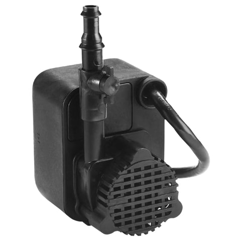 Tiny But Mighty Submersible Fountain Pump 115V 0.008 HP Epoxy Encapsulated, 186 GPH, Hooded Volute With Flow Control Valve, 6ft Cord, Black.