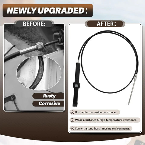 14 Foot Mechanical Rack And Pinion Steering Cable For SeaStar Teleflex Helm Back Mount Systems, before and after comparison