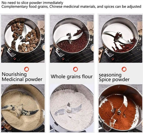 Electric Grain Grinder And Powder Mill For Herbs Coffee Beans And Cereals 110V Superfine Grinding Overload Protection in use