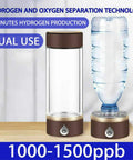 Your Portable Hydrogen Water Bottle Generator Is A Top Shelf Tool For Crafting 1500 PPB Antioxidant Drinks In Three Minutes Via Quick Usb Power So You Stay Hydrated Zero Sweat In A Comfortable 420ML Coffee Tinted Travel Cup with dual use setup.