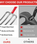 Comparison of Sturdy 4 Tine Heavy Duty Pitchfork With Fiberglass Handle For Gardening And Farm Work Long 43 Inches Digging Fork
