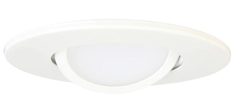 Close-up of 4 Inch LED Gimbal Recessed Downlight 500 Lumen, 90 CRI, 3000K, Matte White, 7.7W Dimmable LED With Incandescent Dimmer