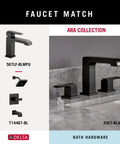 Modern matte black faucet set from Ara Collection on marble countertop, featuring two handles and sleek design in black finish.