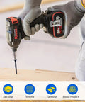 Deck Screws Set 8 By 2 Inch 100 Pack Black Epoxy Coated Carbon Steel Heavy Duty Rust Resistant With T25 Torx Bit in use
