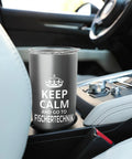 Keep Calm And Go Skiing Stainless Steel Insulated Tumbler Ski Trip Souvenir For Skiers And Snowboarders Funny Saying Travel Cup For The Whole Crew German Ski Town Tribute Durable Cold Keeping Cup For On The Mountain. 16 oz stainless steel tumbler in car console