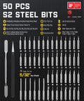 50 PCS S2 Steel Bits compatible with 5/32" Hex Shank, featuring precision-engineered magnetic bits in a compact case for electronics repair.