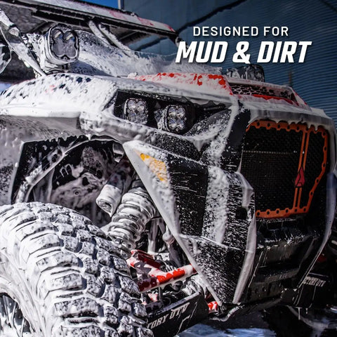 Off Road Wash 64 Oz And Pressure Washer Foam Cannon Bundle For ATV UTV Dirt Bike Jeep And Truck, Beast Mode Foaming Shampoo For Heavy Mud And Dirt Removal Built Tough For Rugged Trails on muddy UTV front
