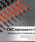 Triangle screwdriver bit set, 10-pack, orange handles, TA12–TA30 sizes, 2.56-inch long, magnetic 1/4 hex shank.