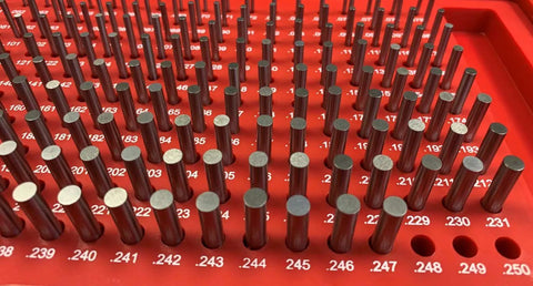 Pin Gauge Set 0.061 To 0.250 Inches, 190 Piece, No Certificate, Pro Grade Build, Fully Hardened 60-62 Rc, Class ZZ Finish, Stacked In A Heavy Duty, Dust Proof Plastic Case With Size Markings For Fast ID And Real Deal Machining Precision.