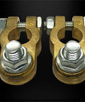 Beefy Brass Top Post Battery Terminal Connectors Set For Positive And Negative, Marine Car Boat RV Ready, Direct Fit Cable Ends