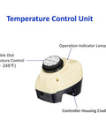 Immersion Bucket Water Heater 1500W With Auto Shutoff temperature control unit with adjustable dial and indicator lamp.