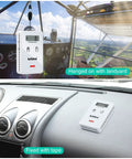Low Level Carbon Monoxide Detector For Cars And Planes, Fast 9ppm Alarm, showing use in airplane cockpit and car dashboard