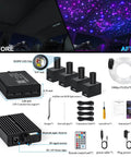 Split 4 Color 12W Car Starlight Headliner Kit With 1000 Fiber Optic Strands, App And RF Remote components and installation guide