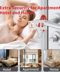 Dual Protection Door Lock Alarm Kit For Travel And Home Use On The Go Security With Two Size Lock Holes Fits Most Doors Red