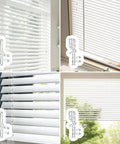 Heavy Duty Valance Clips For Window Blinds 22 Piece Set Featuring Hidden Channel Cover Hardware shown on white blinds.