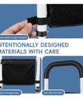 Stand Assist Aid For Elderly With Adjustable Height, showing removable magic stickers and anti-slip handrail detail.