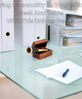 Dope Little Pocket Spyglass Handheld Brass Telescope With Rosewood Box 6 Inch Polished Brass Solid Brass Construction And Leather Trim Pirate Navigation Gift For Sailors And Collectors displayed on office desk