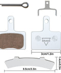 Ceramic Bike Brake Pads Set for Disc Brakes with Broad Compatibility for Shimano Deore Tektro and TRP Models, dimensions shown.