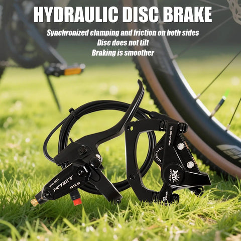 Heavy Duty 4 Piston Hydraulic Brakes For Electric Bike With Pre Bleed DOT 4 Fluid Waterproof 2 Pin Connector in grass