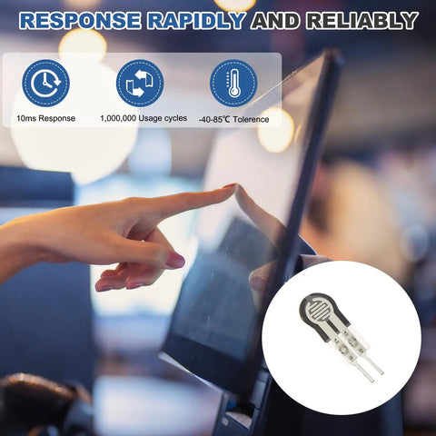 Thin Film Pressure Sensor Pad 30g To 10kg Range FSR 400 ST Flexible Force Sensor with hand using touchscreen