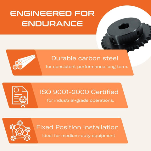 Heavy Duty 30 Tooth Roller Chain Sprocket With Half Inch Pitch And 1 Inch Bore For 40 Chain Carbon Steel, ISO 9001 Certified