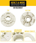 Detailed view of Washer Drive Hub Kit Replacement W10528947 W10396887 for Whirlpool, showcasing top and bottom views.