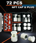 72 Piece Hydraulic Hose Cap And Plug Kit With NPT Threads, Pro Grade Heavy Duty Steel Flare Fittings, Precision Thread Caps And Plugs, Dash Sizes 2 4 6 8 12 16, Complete Seal Adapter Set in organizer case
