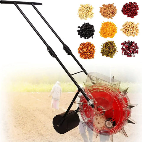 Manual Seed Spreader And Fertilizer Applicator For Walk Behind Garden And Row Crop Planter Roller Seeding Spreader with seed visuals