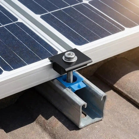 12 Pack Black Aluminum Solar Panel Mid Clamps For Unistrut Mounting 30mm And 35mm Roof Brackets No Fuss Quick Install