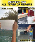 Max Thick Rubberized Waterproof Tape For Leaks Patch Up And Seal Like A Boss in action on pool, auto, and fish tank repairs
