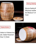Next Level Ceramic Rice Jar With Secure Silicone Seal Big Kitchen Grain Storage Container For Bulk Coffee Beans Cereal Snack Pantry Bin showing strong sealing design and stable bottom.